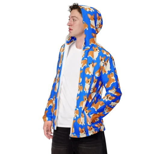 Blue Ribbon Corgis on a Men's Windbreaker