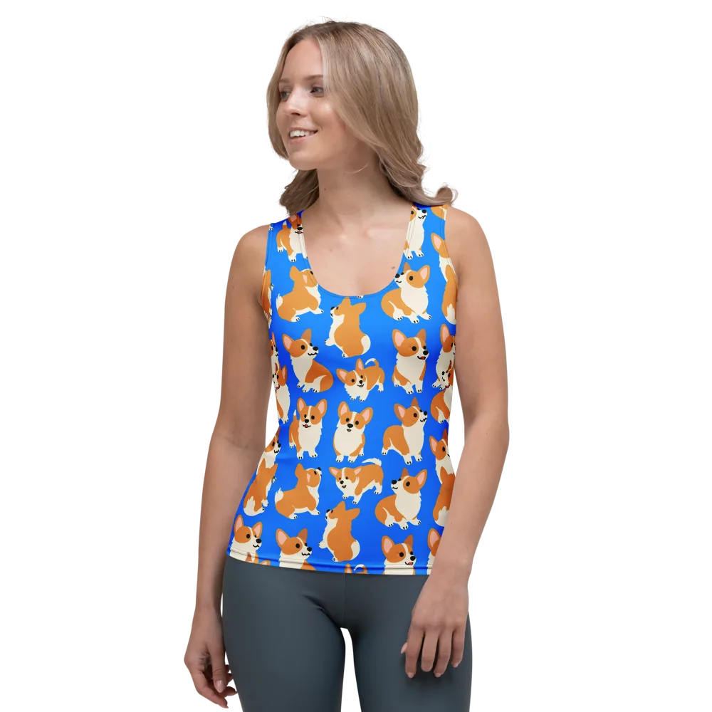 Blue Ribbon Corgis on Women's Tank Top — Front