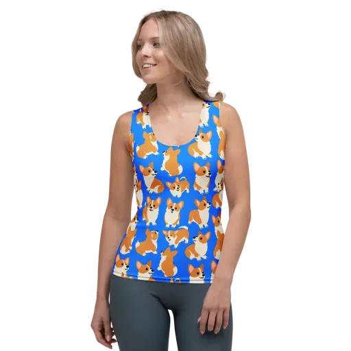 Blue Ribbon Corgis on a Women's Tank Top