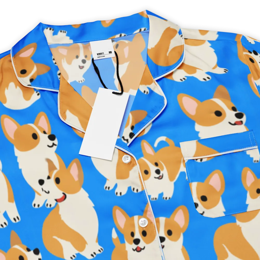 Blue Ribbon Corgis on Women's Short Sleeve Pajama Top — Product details