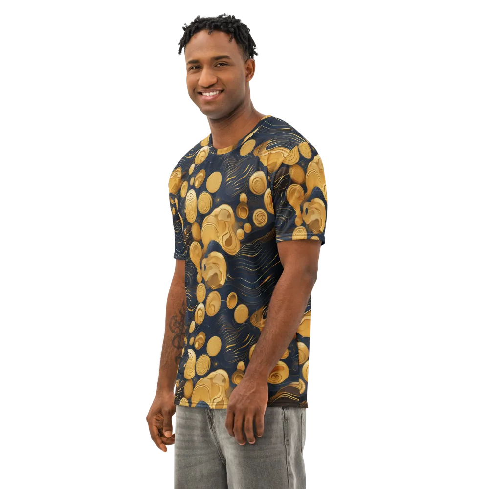 Midnight Aureate on Men's Cotton Crew Neck T-Shirt — Left Front