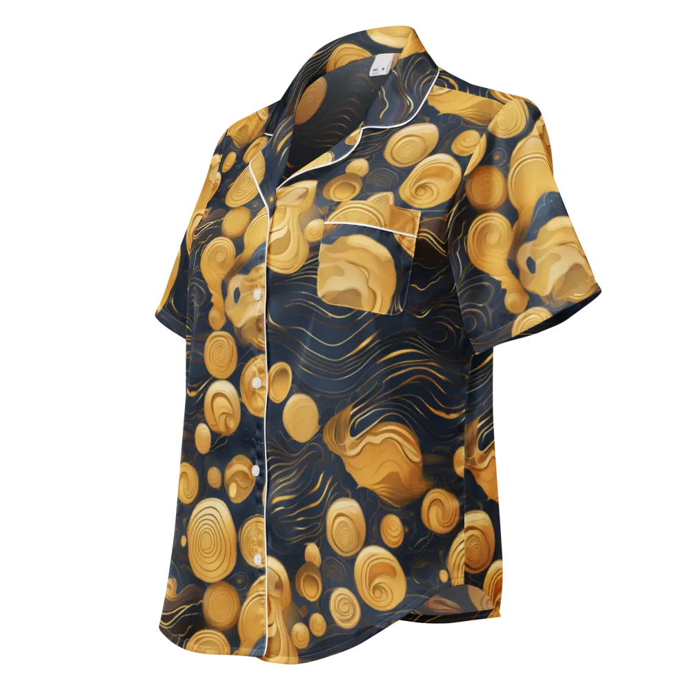 Midnight Aureate on Women's Short Sleeve Pajama Top — Left Front