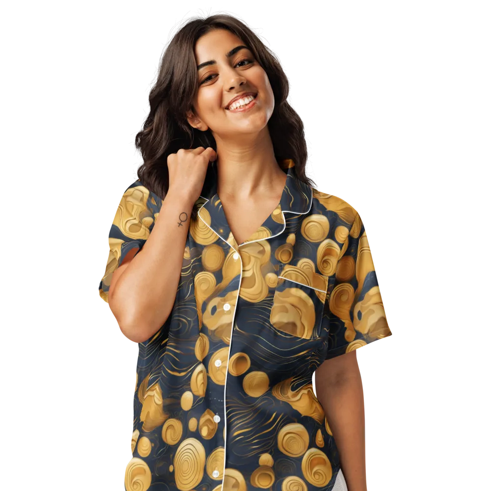 Midnight Aureate on Women's Short Sleeve Pajama Top — Front
