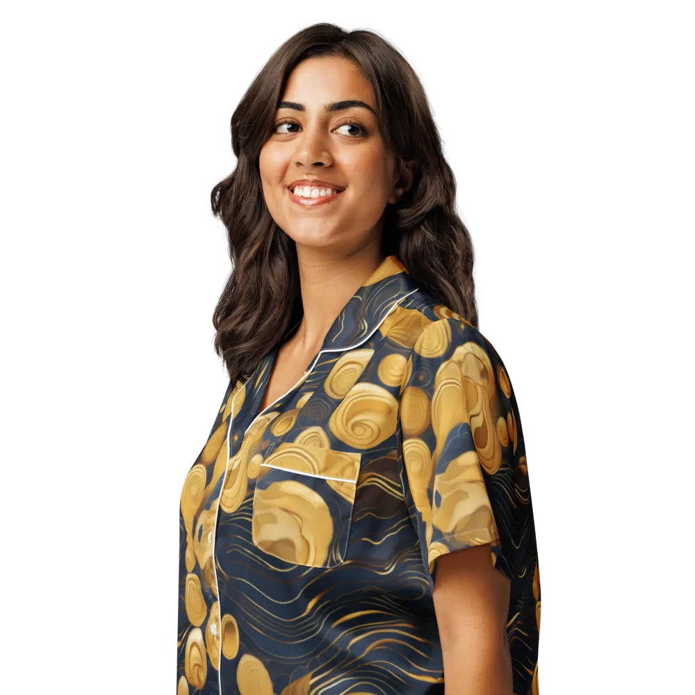 Midnight Aureate on Women's Short Sleeve Pajama Top — Left Front