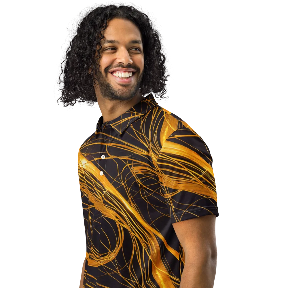 Molten Orbit on Men's Slim Fit Polo Shirt — Left Front