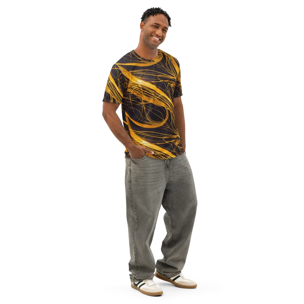 Molten Orbit on Men's Cotton Crew Neck T-Shirt — Right Front