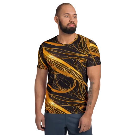 Molten Orbit on a Men's Athletic T-Shirt