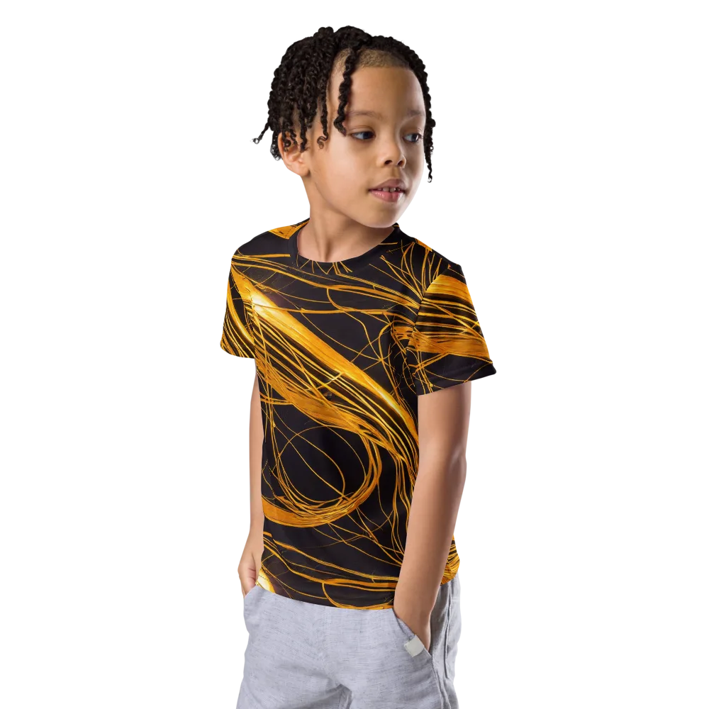 Molten Orbit on Kids Crew Neck T-Shirt — Left Front