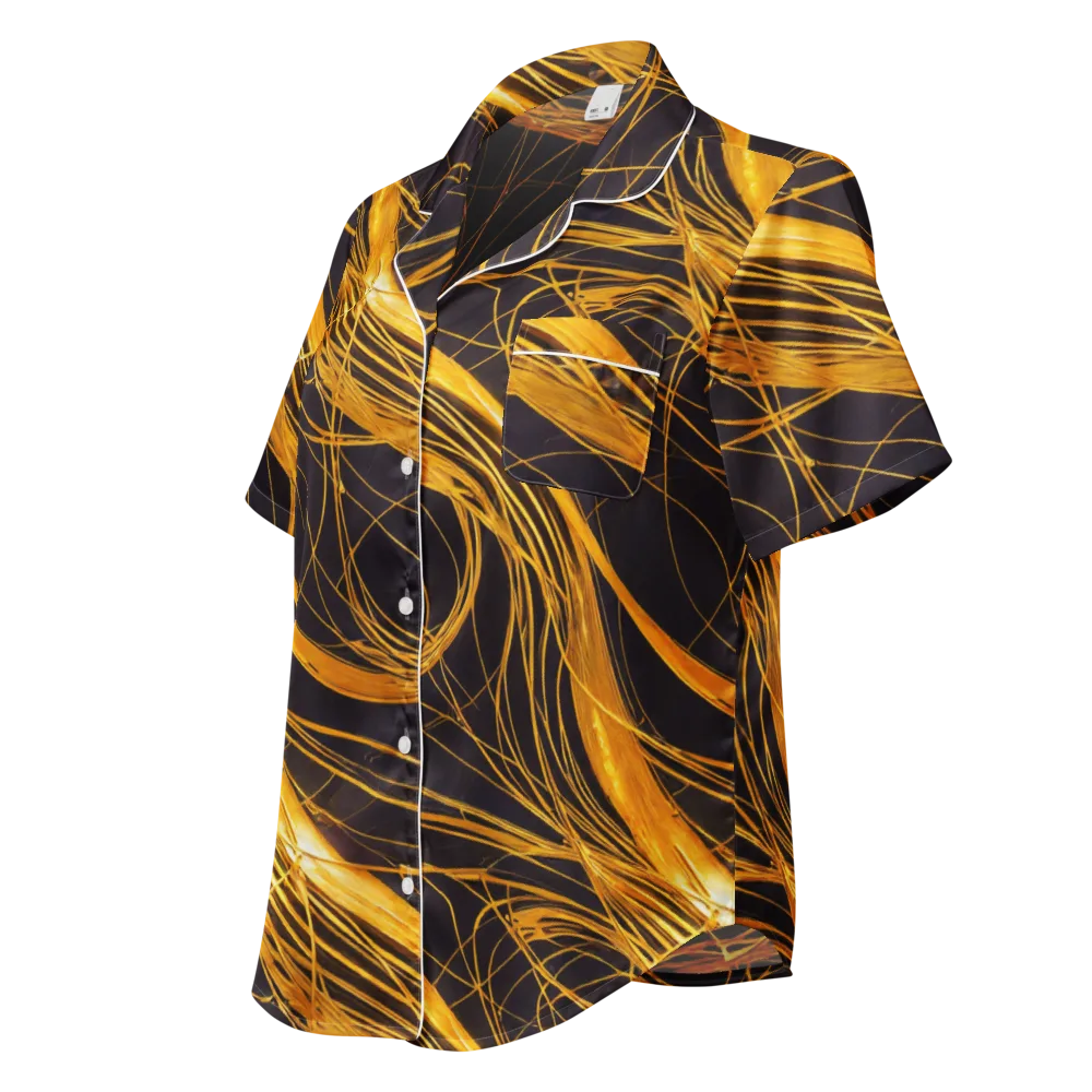 Molten Orbit on Women's Short Sleeve Pajama Top — Left Front