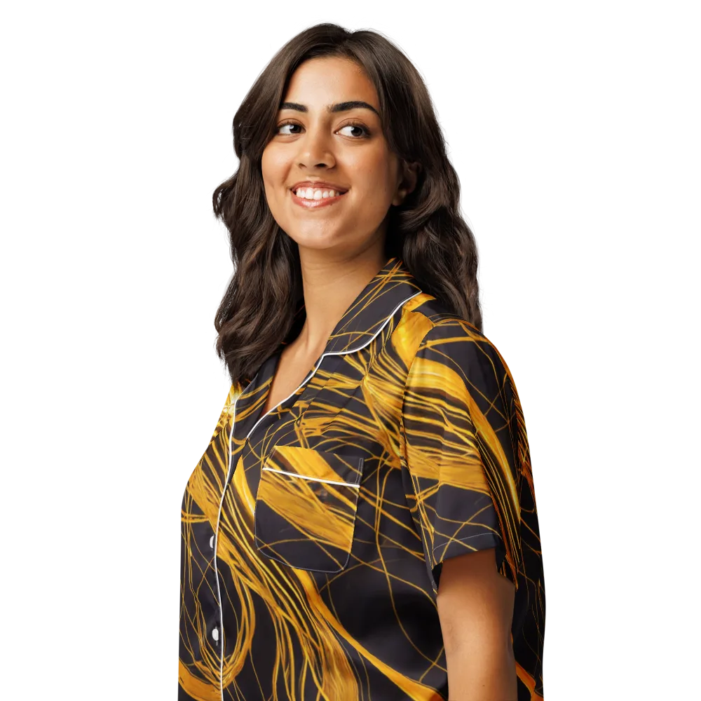 Molten Orbit on Women's Short Sleeve Pajama Top — Left Front