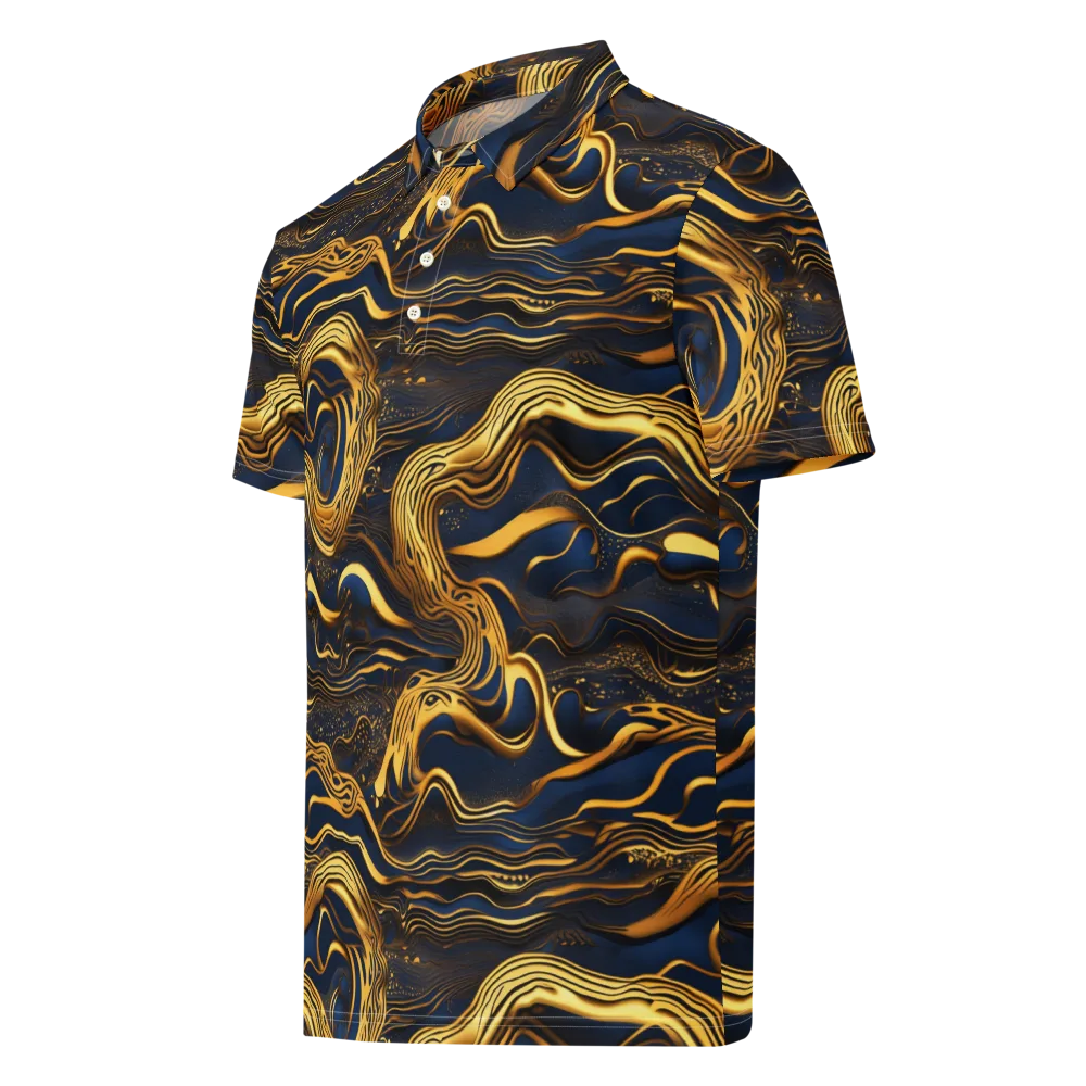Electrum Waves on Men's Slim Fit Polo Shirt — Left Front