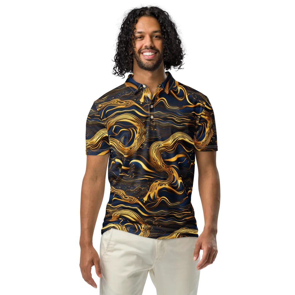 Electrum Waves on Men's Slim Fit Polo Shirt — Front