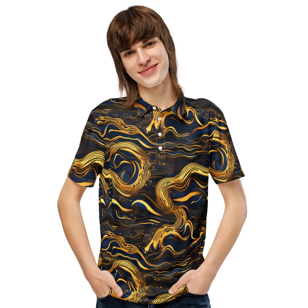 Electrum Waves on Men's Slim Fit Polo Shirt — Front
