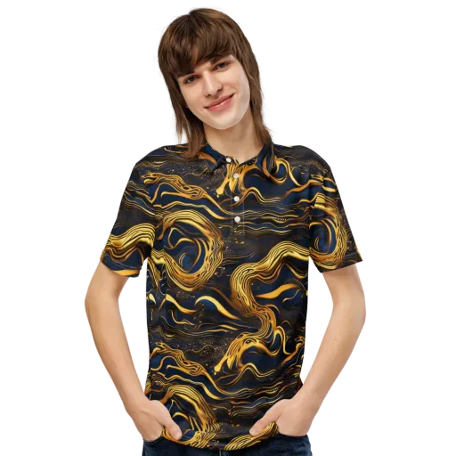 Electrum Waves on a Men's Slim Fit Polo Shirt