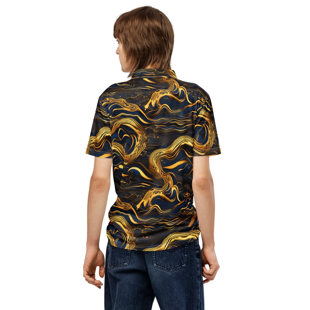 Electrum Waves on Men's Slim Fit Polo Shirt — Back
