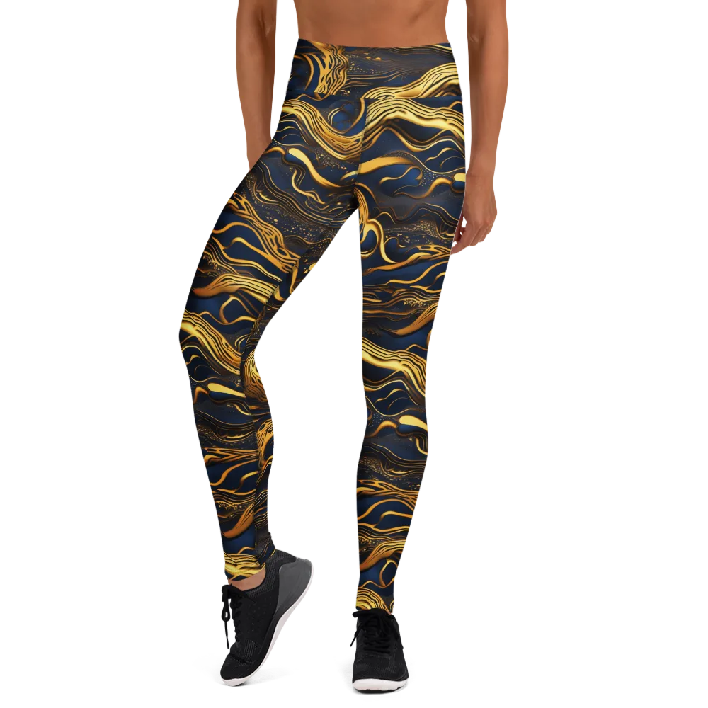 Electrum Waves on Yoga Leggings — Front
