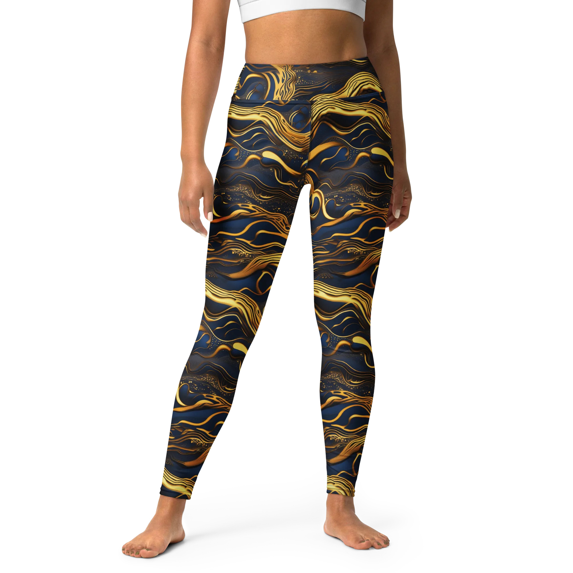 Electrum Waves on Yoga Leggings — Front