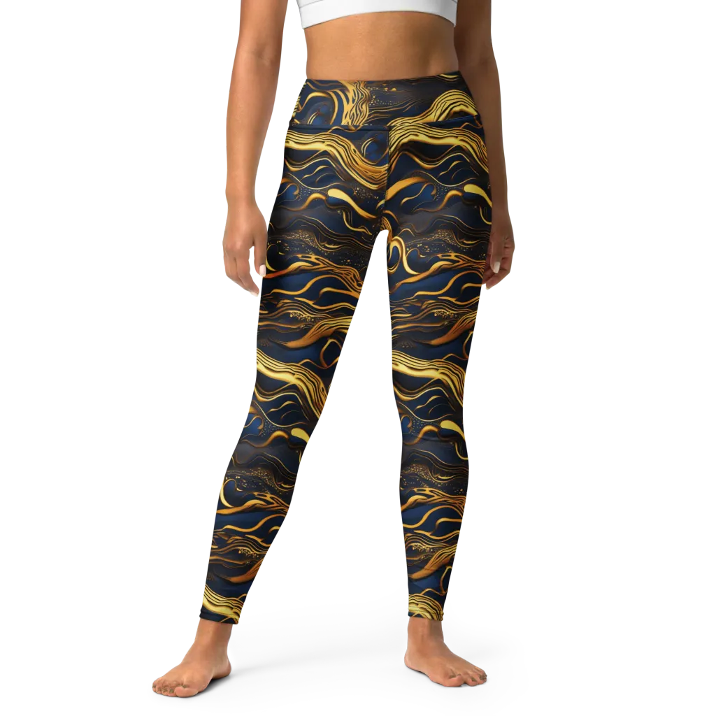 Electrum Waves on Yoga Leggings — Front