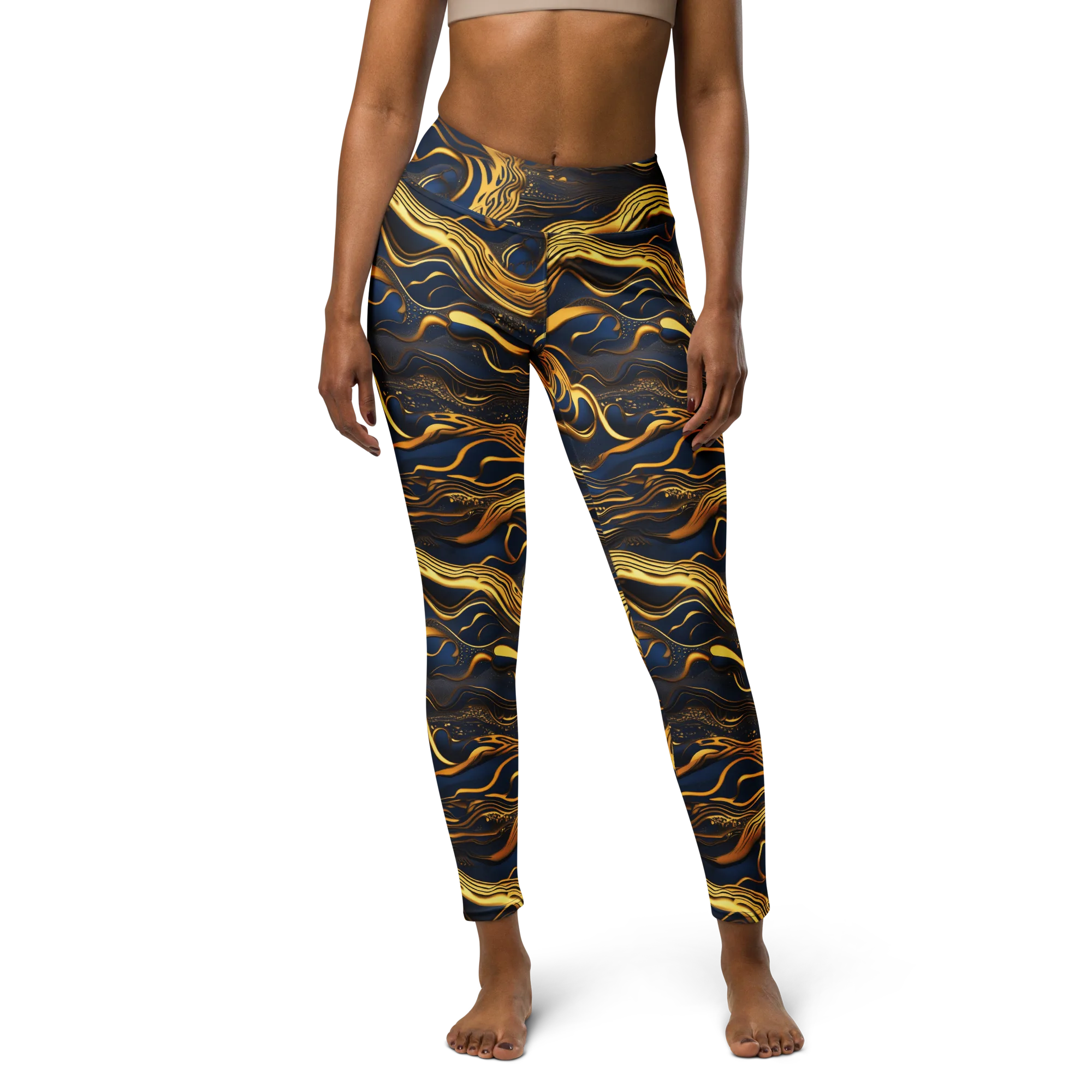 Electrum Waves on Yoga Leggings — Front