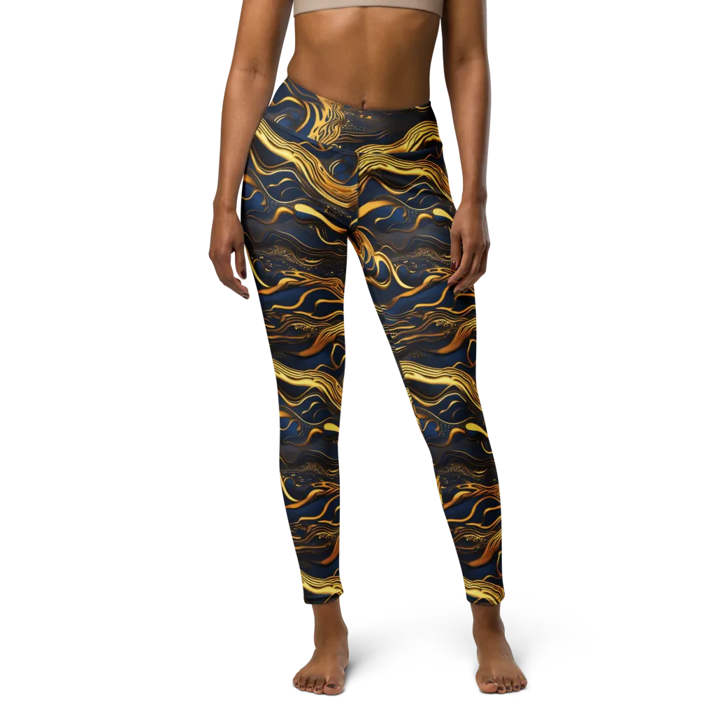 Electrum Waves on Yoga Leggings — Front