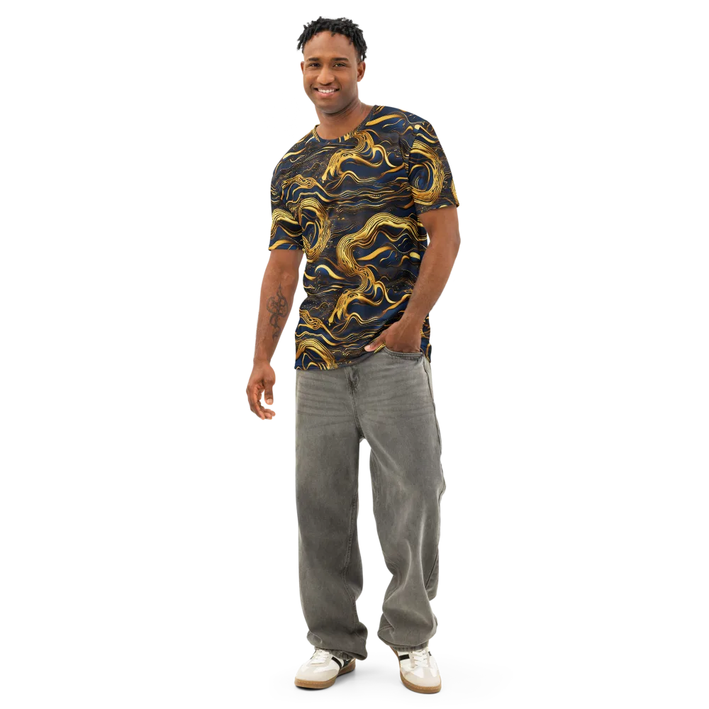 Electrum Waves on Men's Cotton Crew Neck T-Shirt — Front