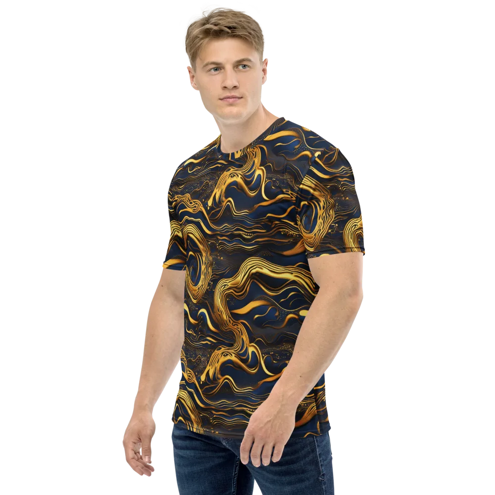 Electrum Waves on Men's Crew Neck T-Shirt — Left
