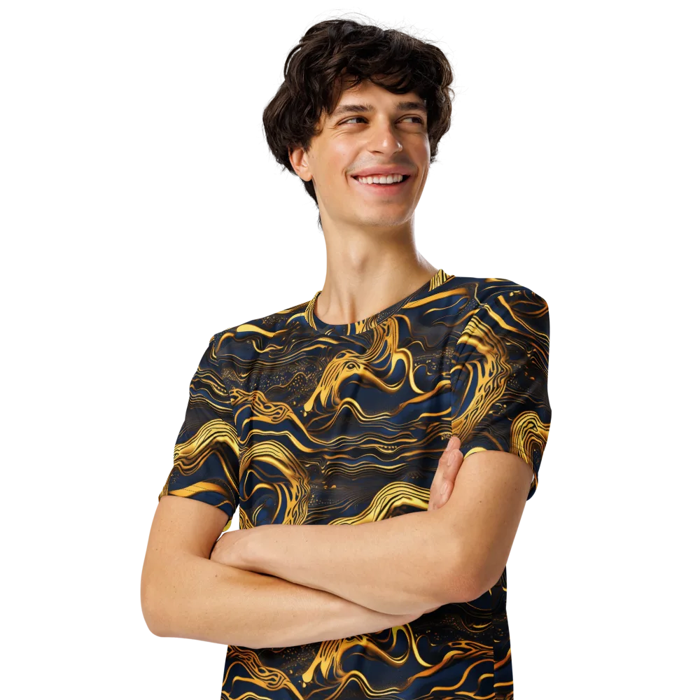 Electrum Waves on Men's Crew Neck T-Shirt — Left Front