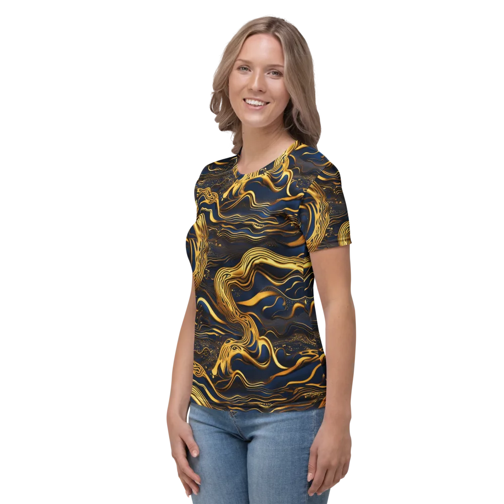 Electrum Waves on Women's Crew Neck T-Shirt — Left