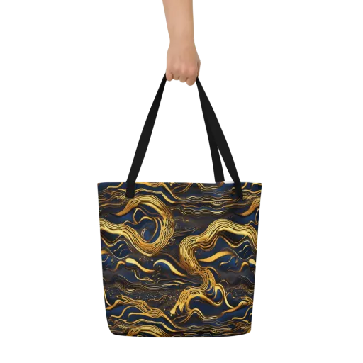 Electrum Waves on a Large Tote Bag W/ Pocket
