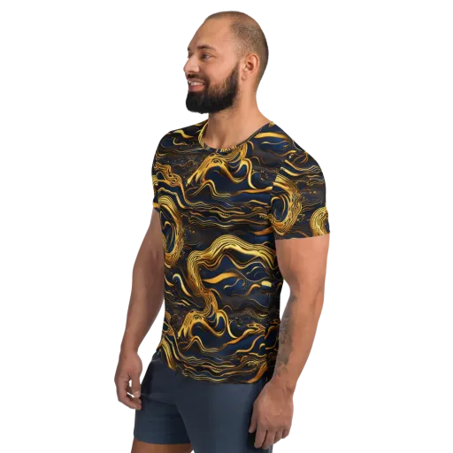 Electrum Waves on a Men's Athletic T-Shirt