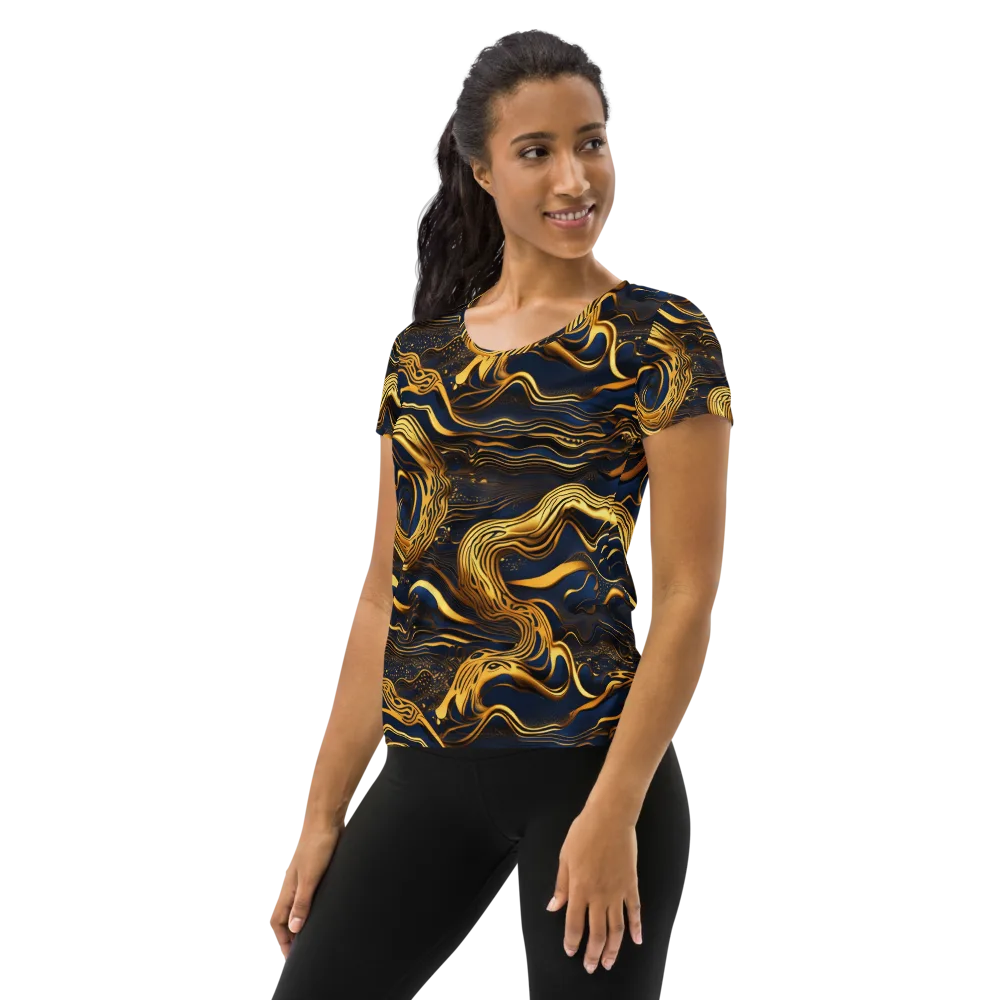 Electrum Waves on Women's Athletic T-Shirt — Left