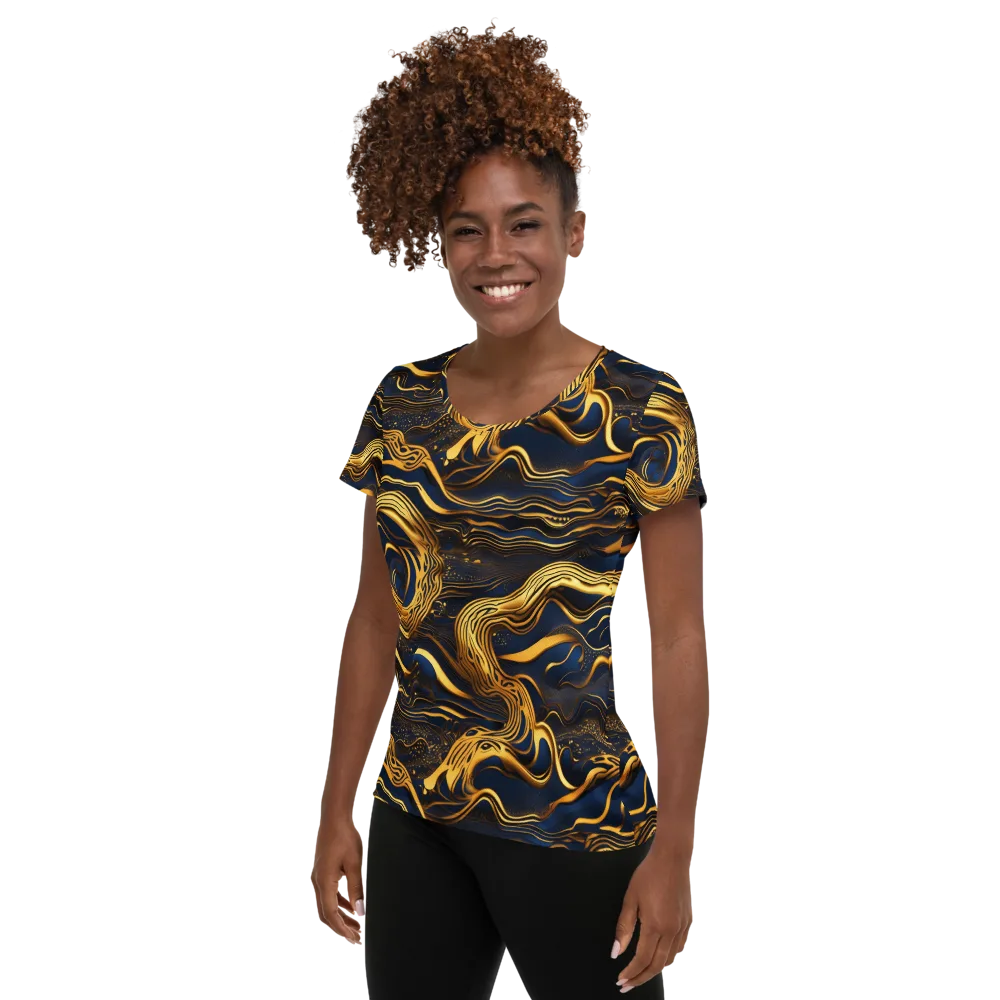 Electrum Waves on Women's Athletic T-Shirt — Left