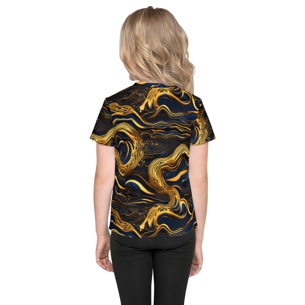 Electrum Waves on Kids Crew Neck T-Shirt — Back