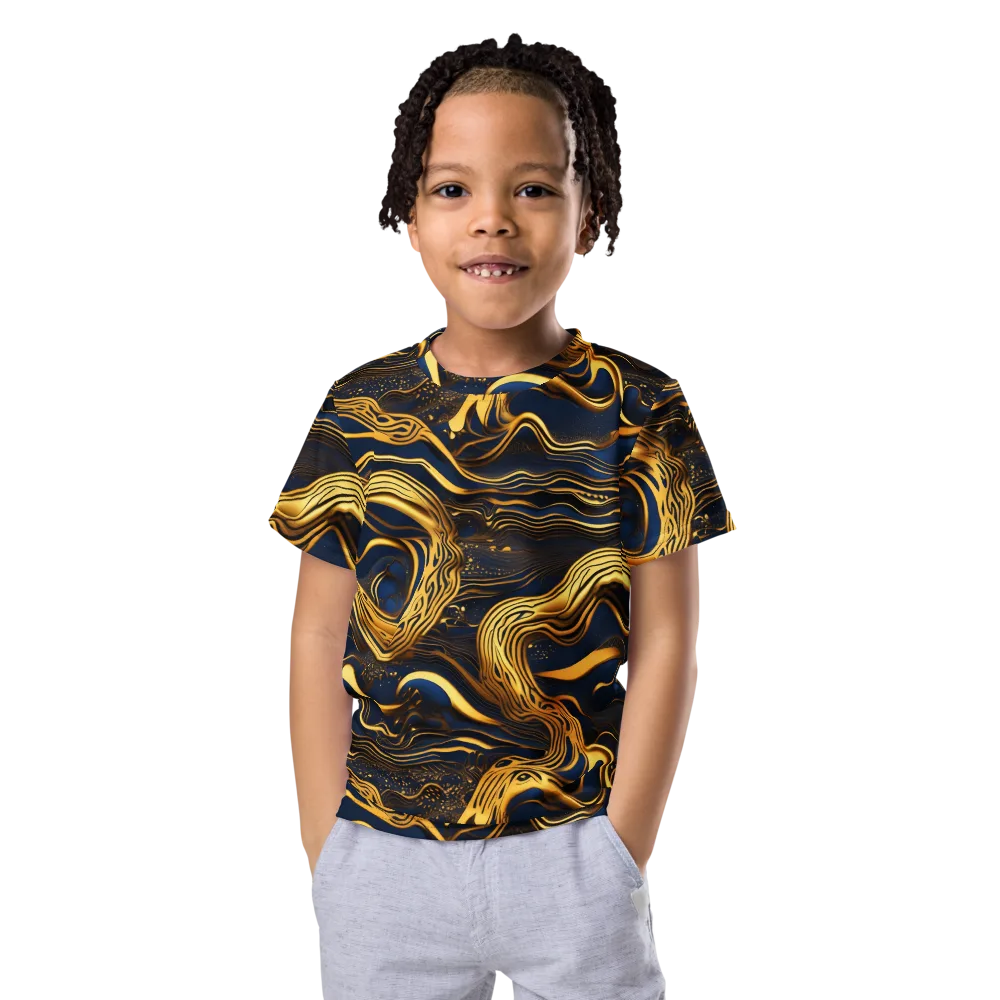 Electrum Waves on Kids Crew Neck T-Shirt — Front