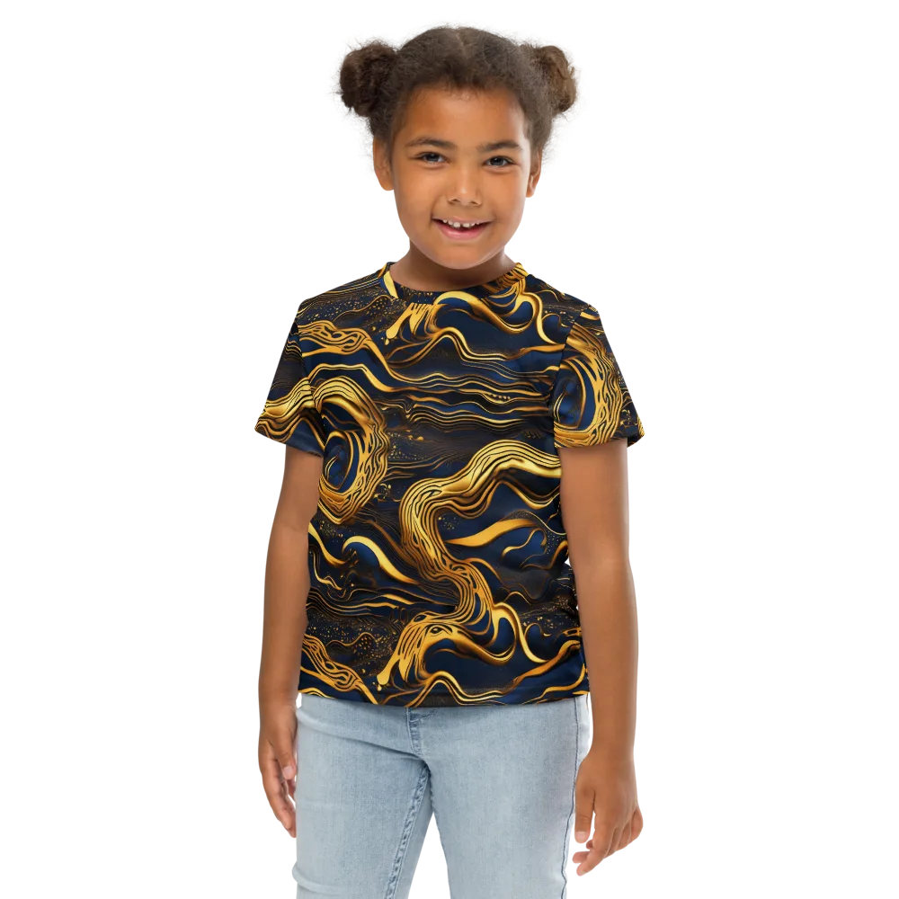 Electrum Waves on Kids Crew Neck T-Shirt — Front