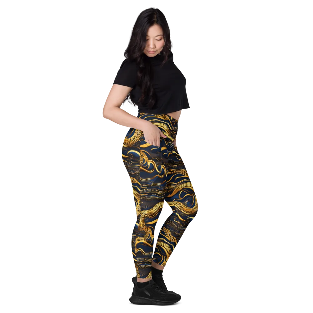 Electrum Waves on Leggings with Pockets — Right