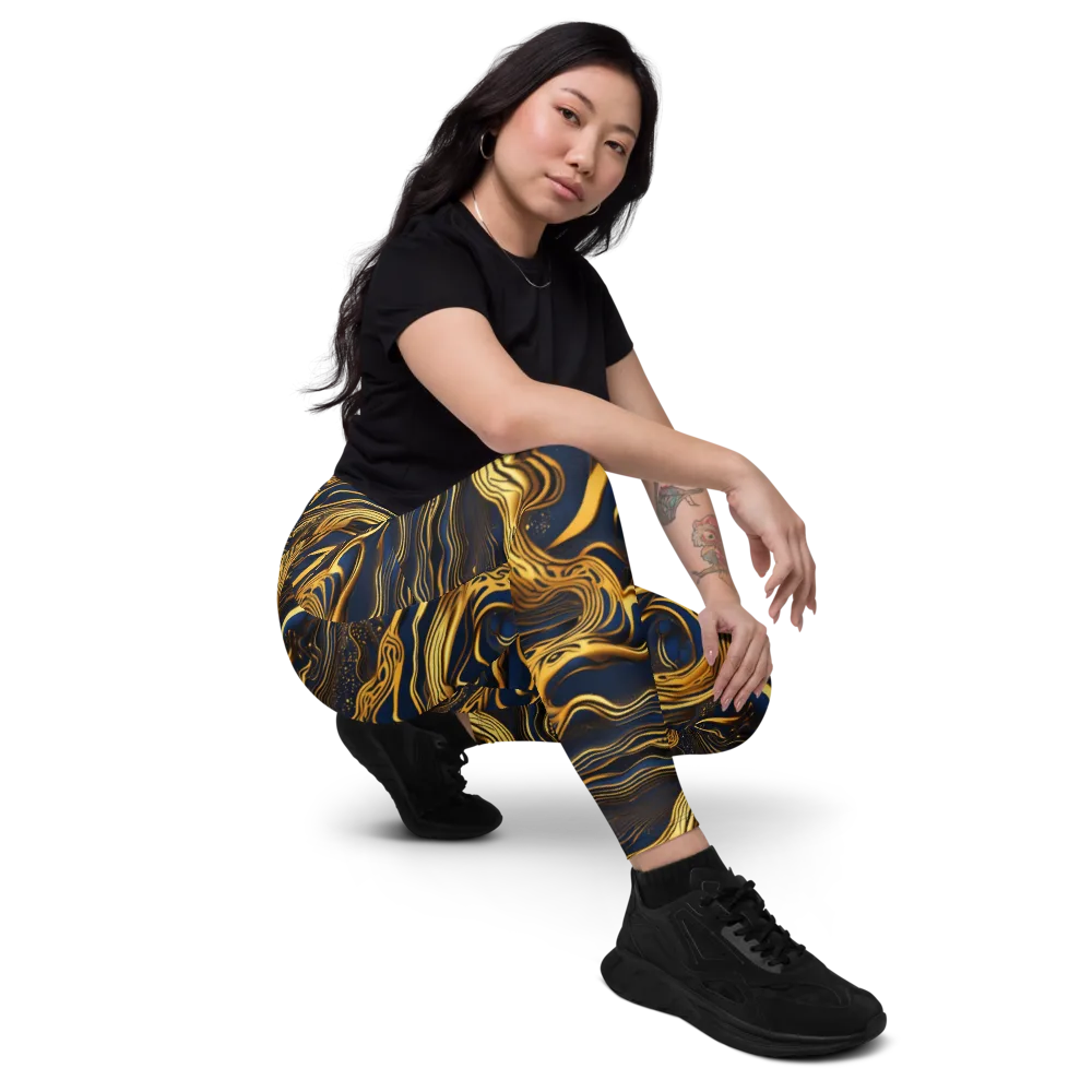 Electrum Waves on Leggings with Pockets — Right Front