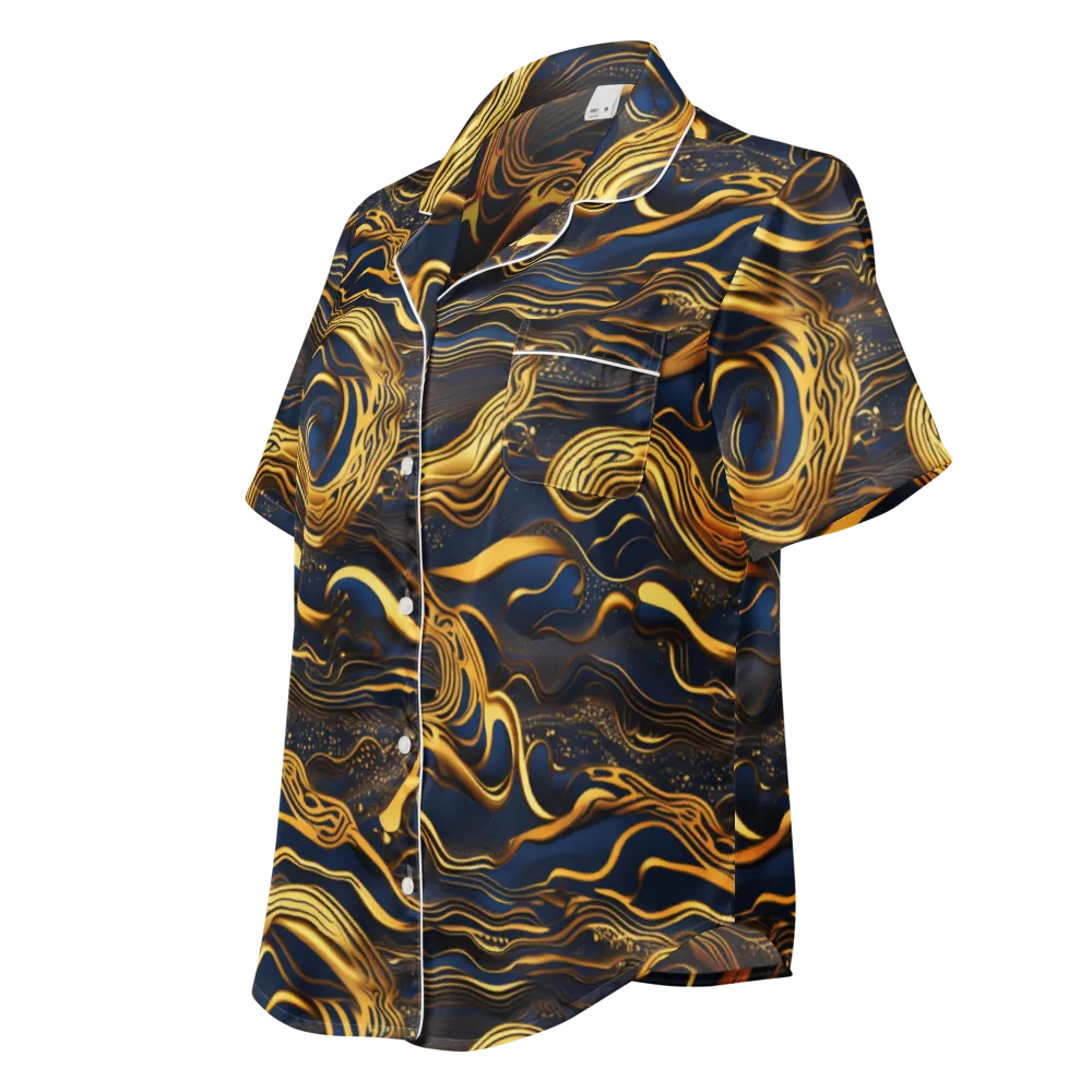 Electrum Waves on Women's Short Sleeve Pajama Top — Left Front
