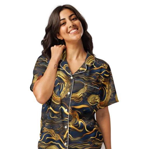 Electrum Waves on a Women's Short Sleeve Pajama Top