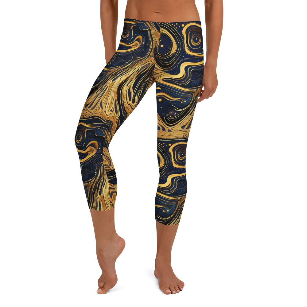 Nocturne Vein on Capri Leggings — Front