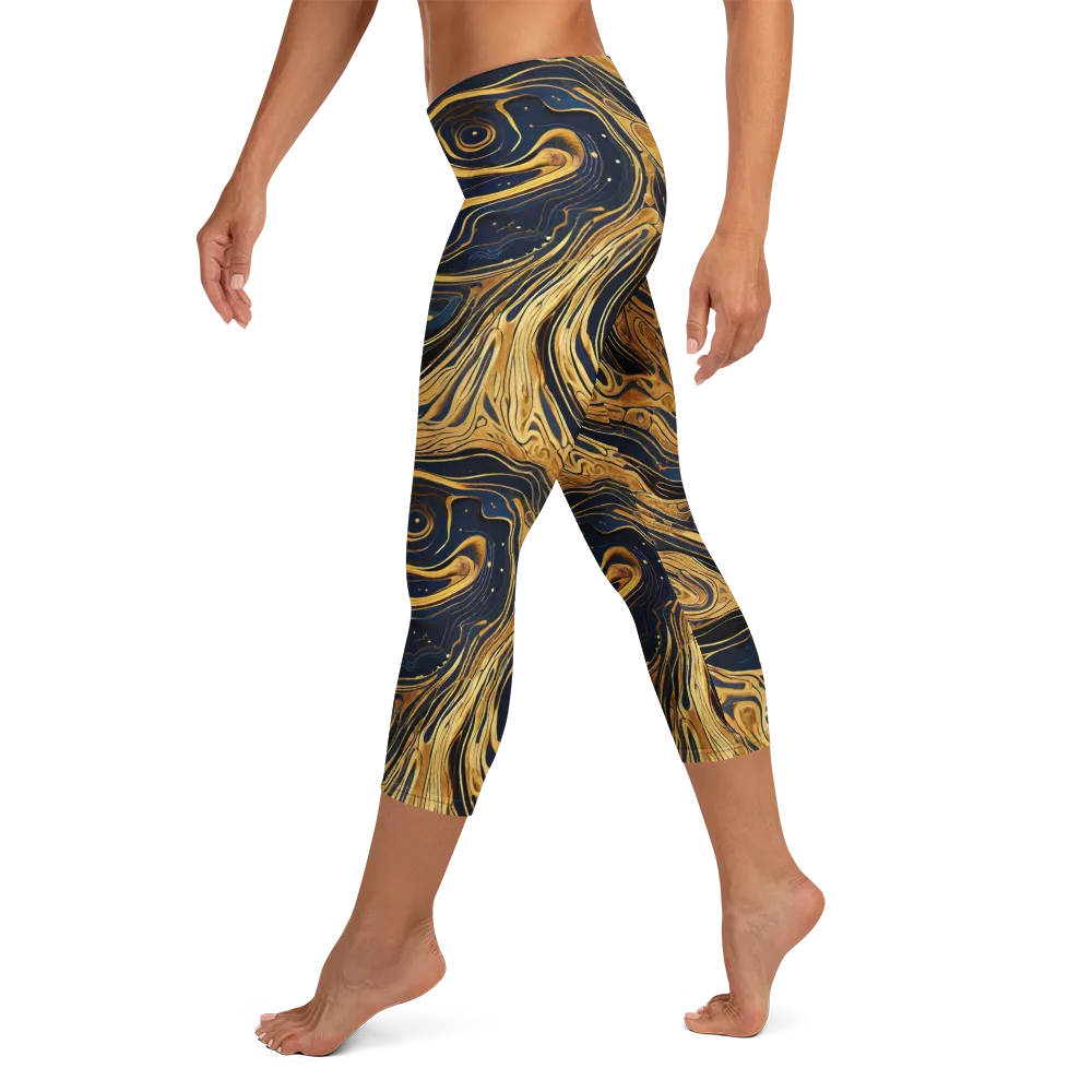Nocturne Vein on Capri Leggings — Left