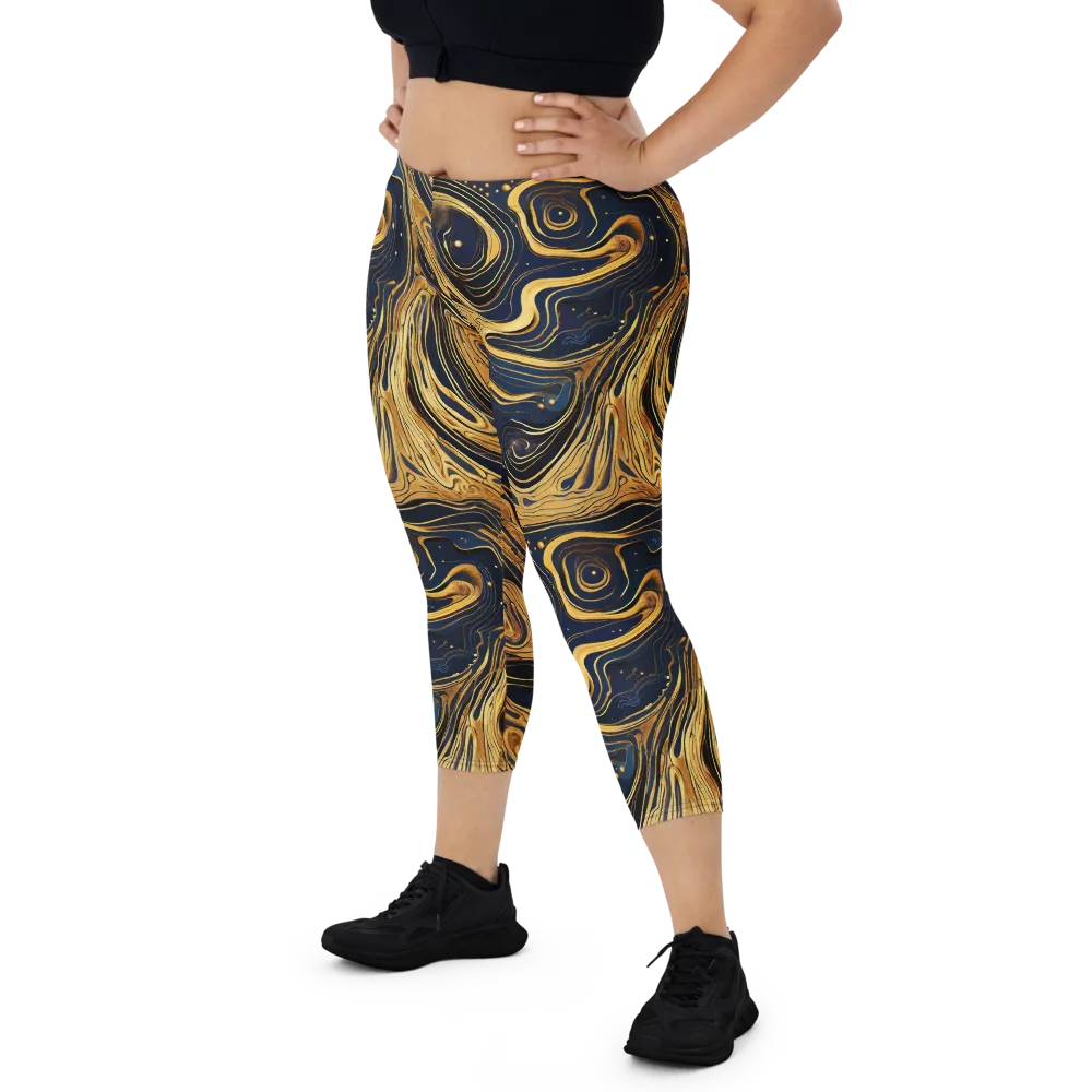 Nocturne Vein on Capri Leggings — Front