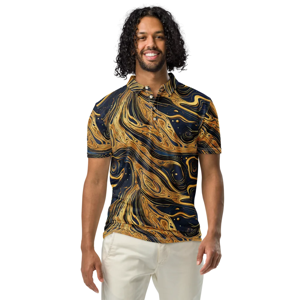 Nocturne Vein on Men's Slim Fit Polo Shirt — Front