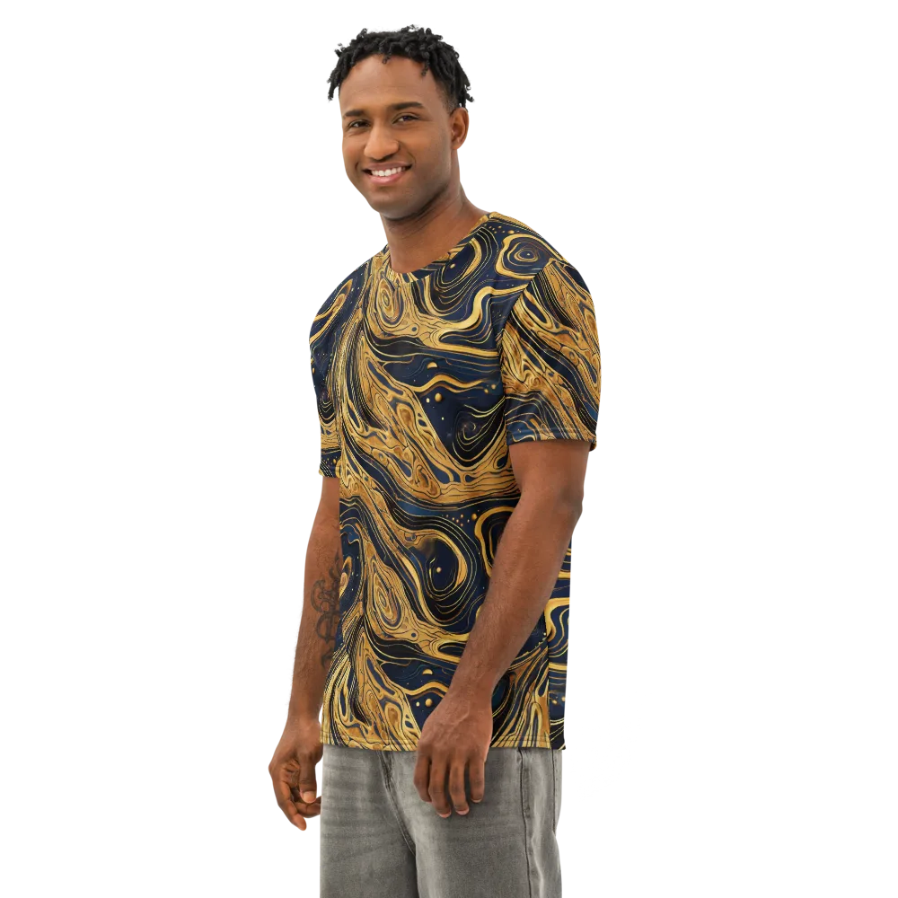 Nocturne Vein on Men's Cotton Crew Neck T-Shirt — Left Front