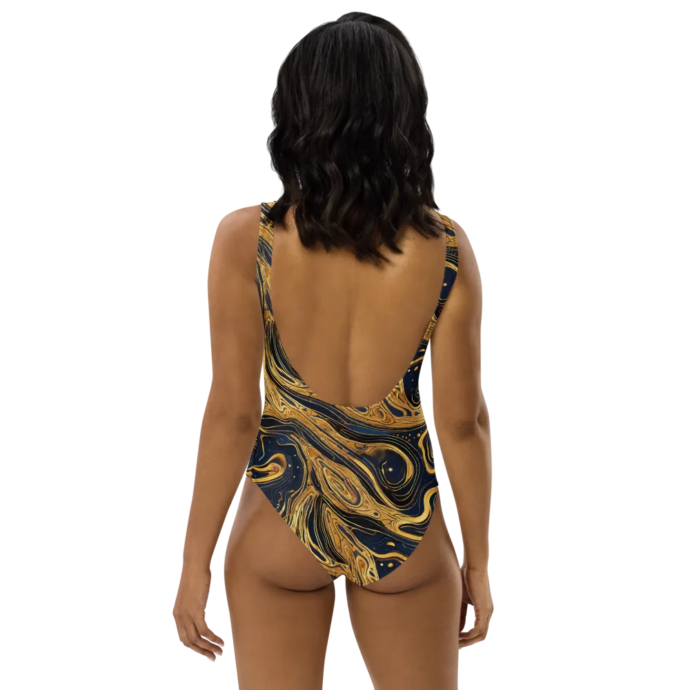 Nocturne Vein on One-Piece Swimsuit — Back