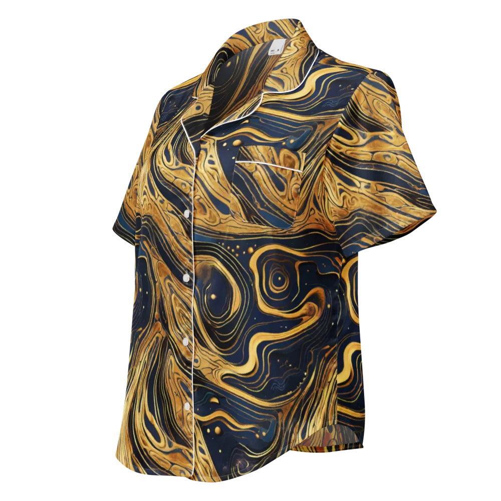Nocturne Vein on Women's Short Sleeve Pajama Top — Left Front