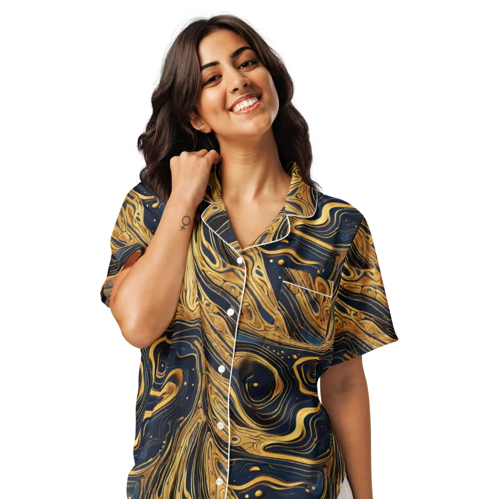 Nocturne Vein on Women's Short Sleeve Pajama Top — Front