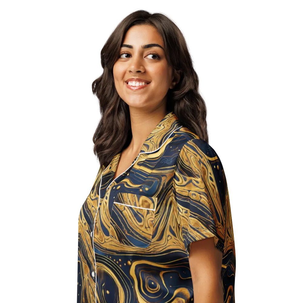 Nocturne Vein on Women's Short Sleeve Pajama Top — Left Front