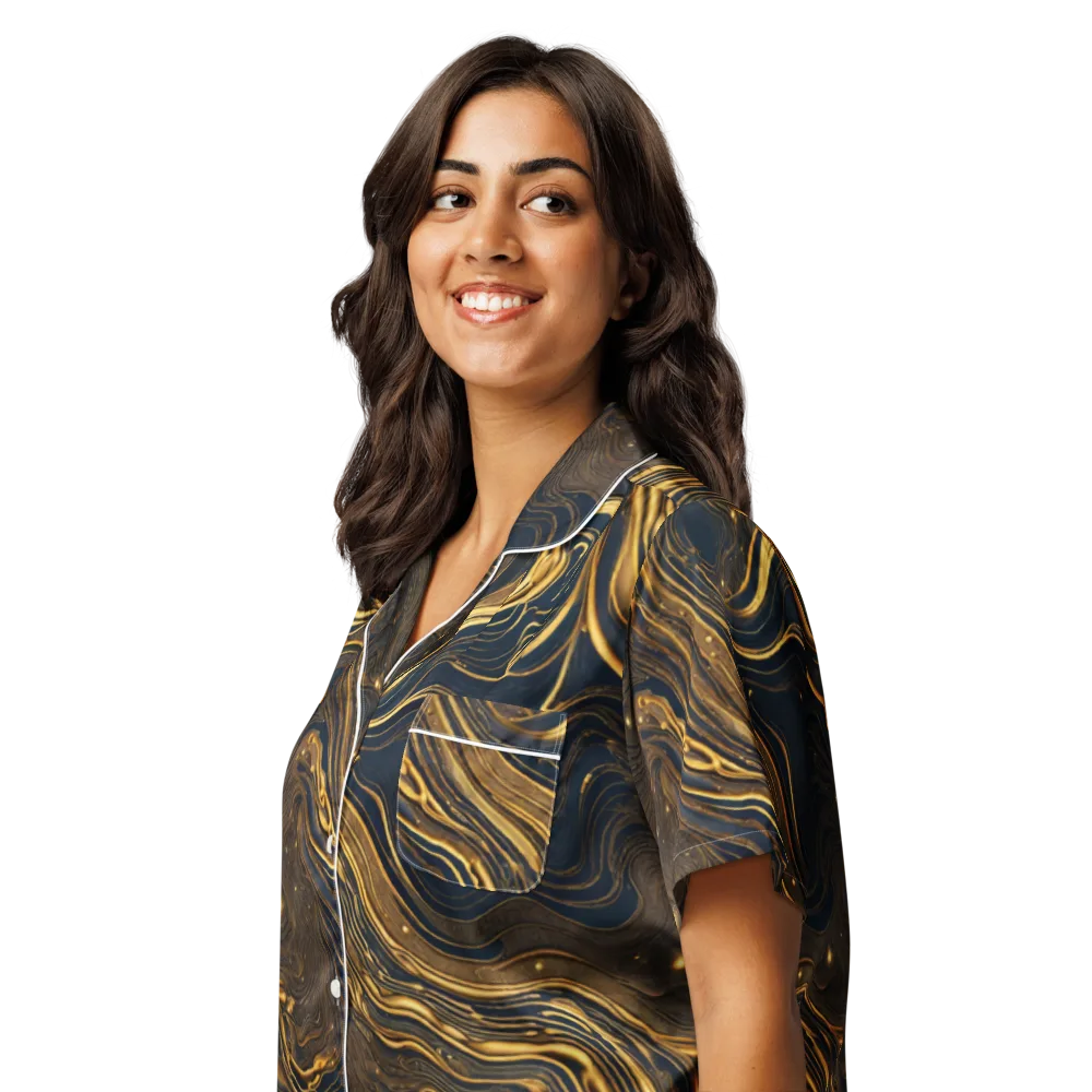 Auric Undertow on Women's Short Sleeve Pajama Top — Left Front