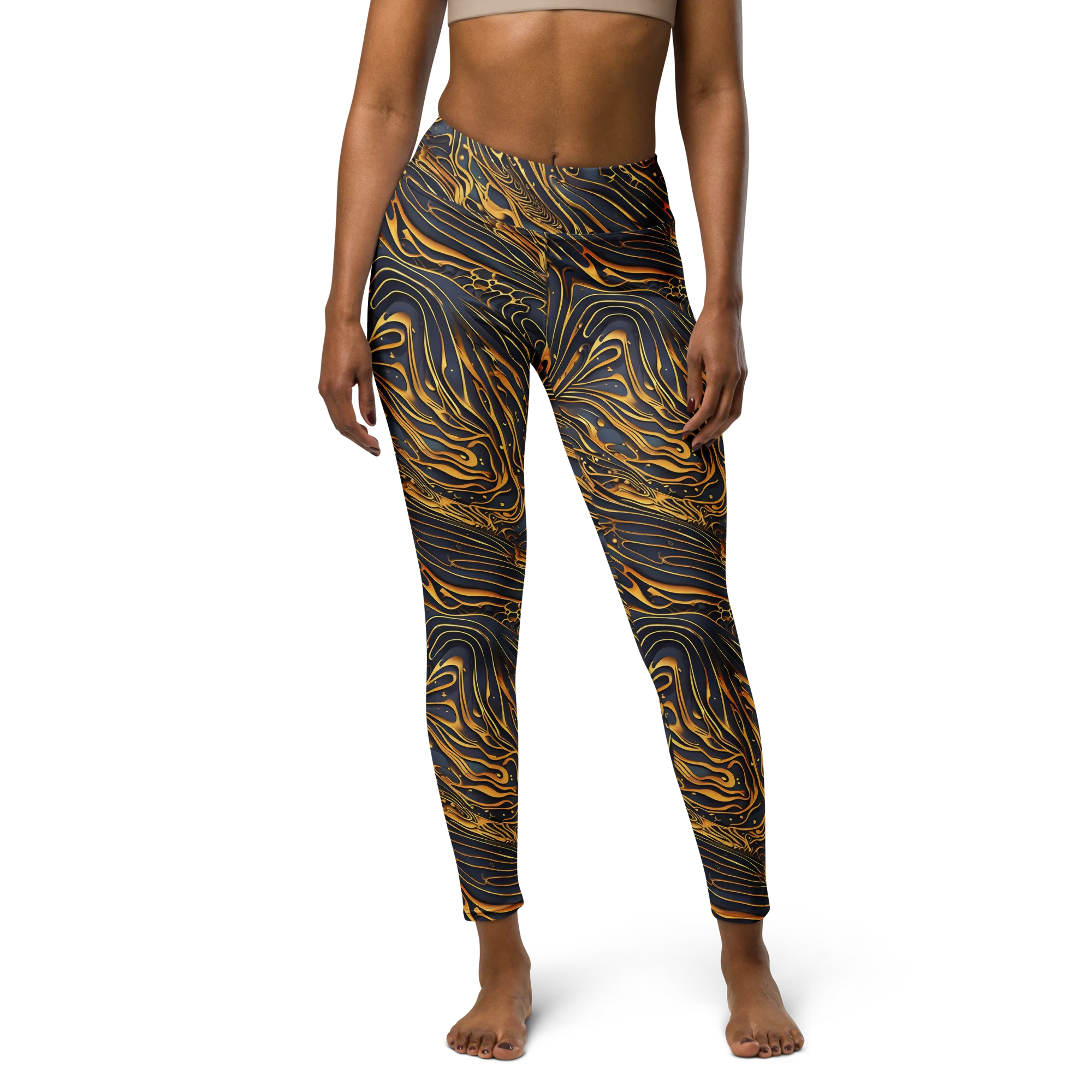 Aurum Drift on Yoga Leggings — Front